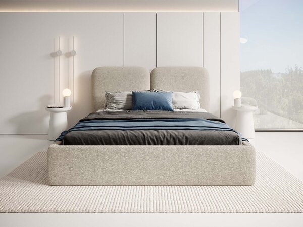 Manželská čalúnená posteľ s úložným priestorom Desio Slim 160x200 - krémová