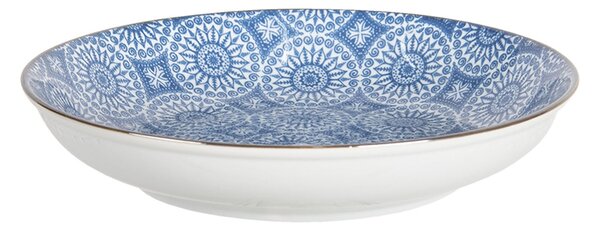 Hlboký tanier s modrým kvetinovým ornamentom BlueSnow - Ø 20 * 4 cm