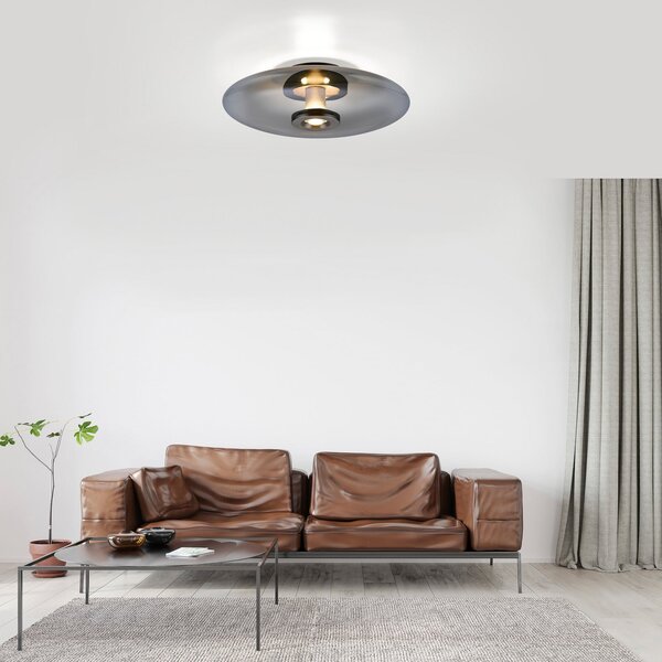 Stropné Lampa PURE, Vitrum, stmievateľné, Sivá, Obývacia izba, Sklo, Moderný