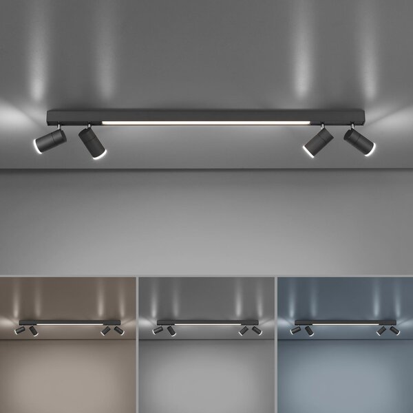 Stropné Lampa PURE, PURE Lines Spot, stmievateľné, Čierna, Obývacia izba, Kov, Moderný