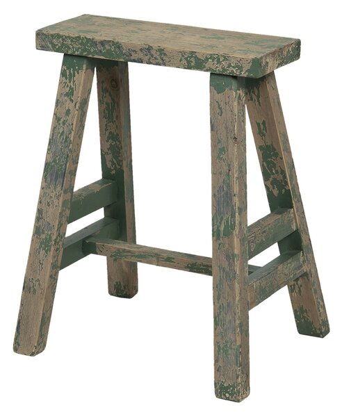 Vysoká drevená zelená dekoračné stolička s patinou - 39 * 29 * 47 cm