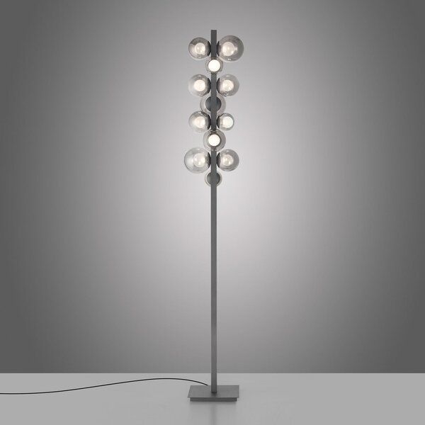 Stojacie Lampa PURE, Popup, stmievateľné, Sivá, Obývacia izba, Hliník, Moderný