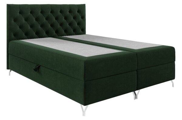 KONDELA Boxspringová posteľ, 160x200, zelená látka Velvet, GULIETTE + darček