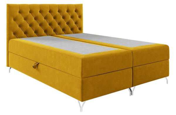 KONDELA Boxspringová posteľ, 200x200, žltá látka Velvet, GULIETTE + darček