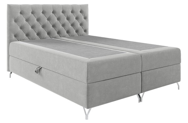 KONDELA Boxspringová posteľ, 160x200, svetlosivá látka Velvet, GULIETTE + darček