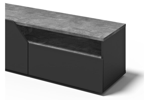 Čierny TV stolík v dekore betónu 180x38 cm Verone – TemaHome