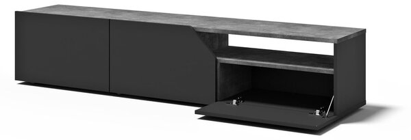 Čierny TV stolík v dekore betónu 180x38 cm Verone – TemaHome
