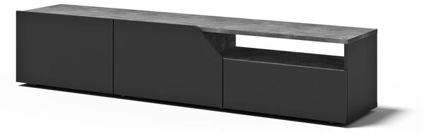 Čierny TV stolík v dekore betónu 180x38 cm Verone – TemaHome