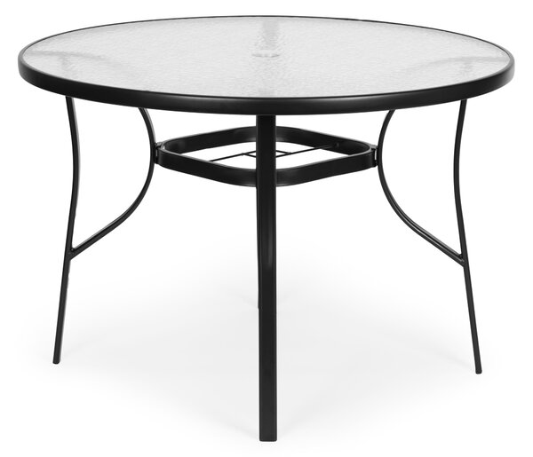 MultiGarden Okrúhly záhradný stôl 100 cm, tvrdené sklo, otvor na slnečník MultiGarden