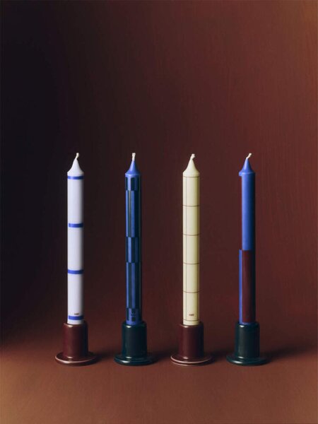 HAY Sviečky Pattern Candle set 4ks, blue and silver