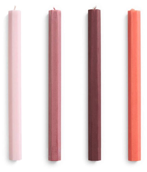 HAY Sviečky Hexagon Candle set 4ks, berry