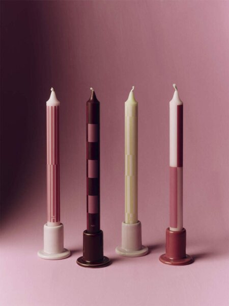 HAY Sviečky Pattern Candle set 4ks, pink and bordeaux