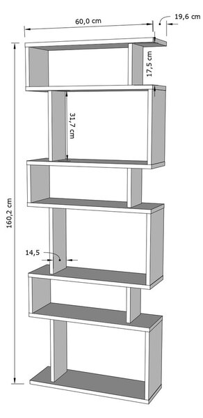 Biela/prírodná knižnica v dekore duba 60x160 cm Bates - Kalune Design