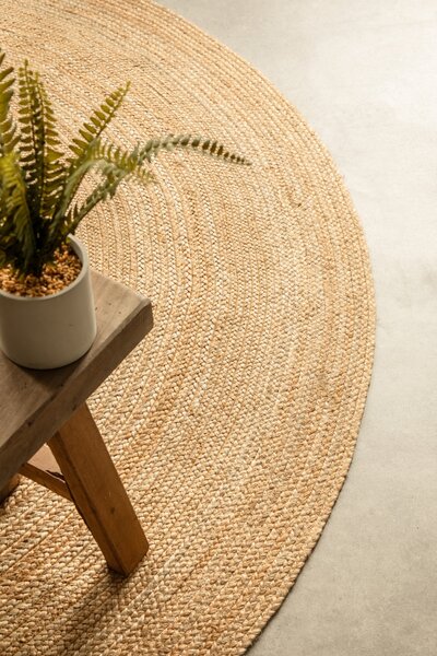 Hanse Home, Kusový koberec Jute Braided 106005 Gold kruh, 100x100 (priemer) kruh, béžová, chodba / predsieň
