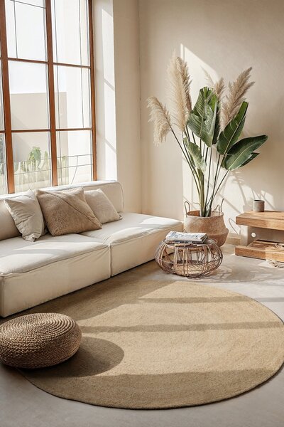 Hanse Home, Kusový koberec Jute Braided 106007 Ivory kruh, 100x100 (priemer) kruh, béžová, chodba / predsieň