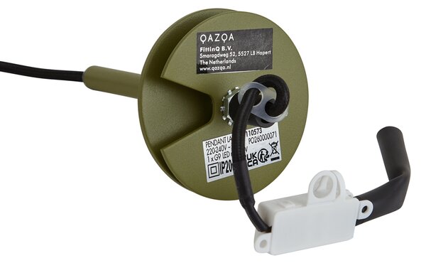 Moderná zelená závesná lampa s integrovanou stropnou doskou - Chuba