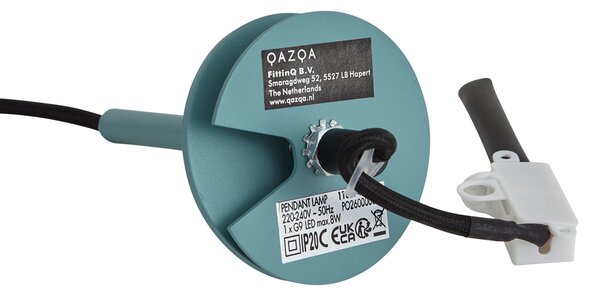 Moderná modrá závesná lampa s integrovanou stropnou doskou - Chuba