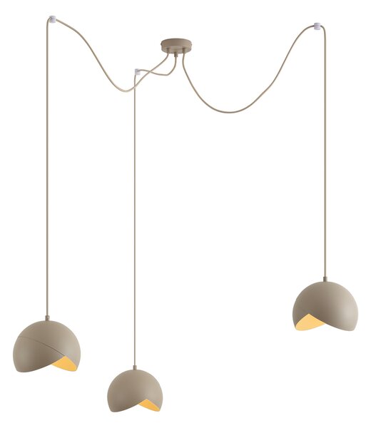 Dizajnová závesná lampa béžová s opálovým sklom 3-svetelná - Tulip