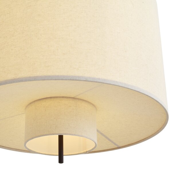 Japandi závesná lampa čierna s bielym ľanovým tienidlom 50cm - Rieu