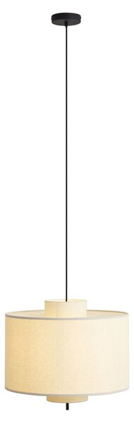 Japandi závesná lampa čierna s bielym ľanovým tienidlom 50cm - Rieu