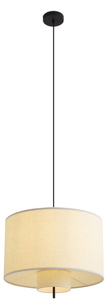Japandi závesná lampa čierna s bielym ľanovým tienidlom 50cm - Rieu