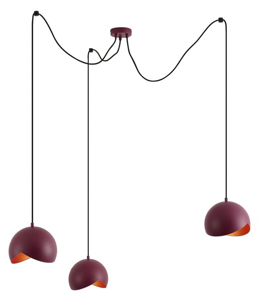 Dizajnová červená závesná lampa s opálovým sklom 3-svetelná - Tulip
