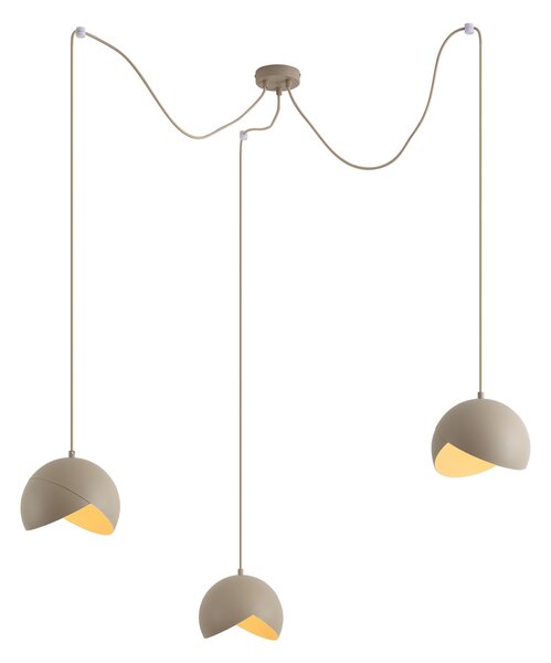 Dizajnová závesná lampa béžová s opálovým sklom 3-svetelná - Tulip