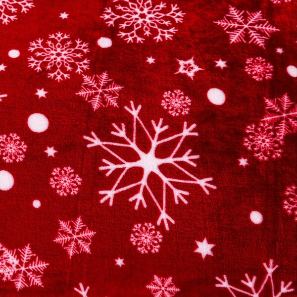Červená vianočná mikroplyšová baránková deka SNOWFALL Rozmer: 150 x 200 cm
