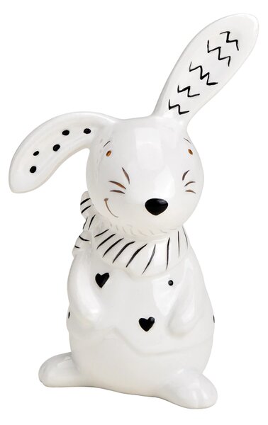 Keramický zajko BUNNY FRONT 12 cm biely