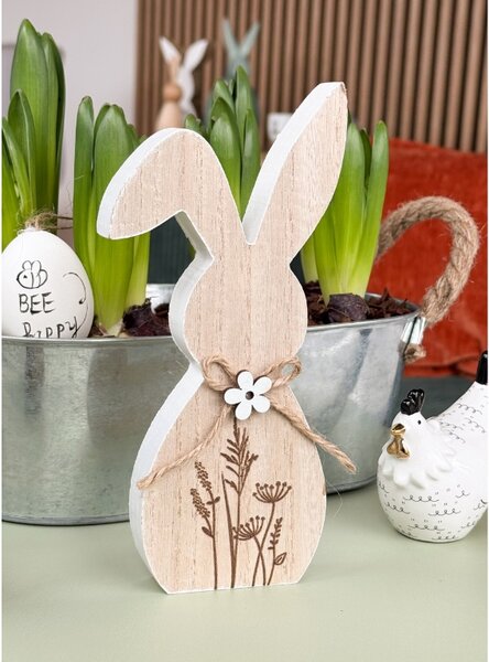 Veľkonočný drevený zajac FLORAL RABBIT 20 cm