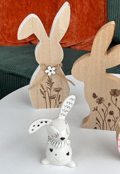 Veľkonočný drevený zajac FLORAL RABBIT 20 cm