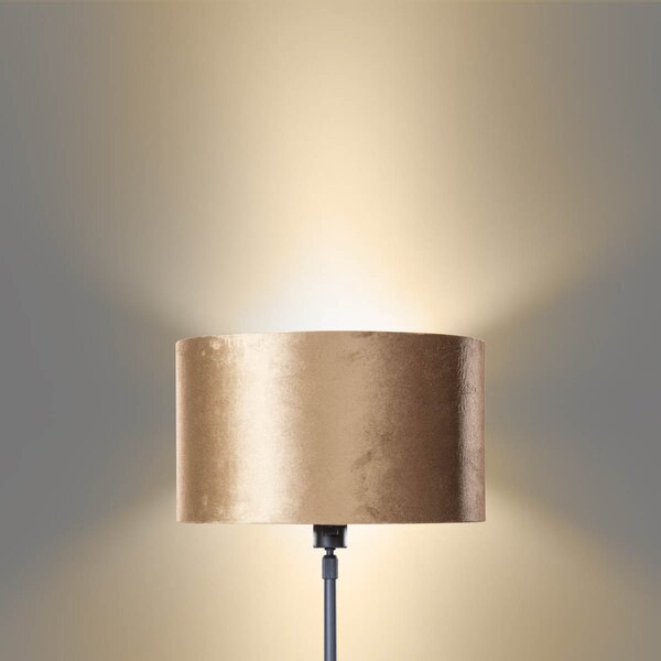 Stolová lampa čierna s plyšovým tienidlom bronz 35 cm - Parte
