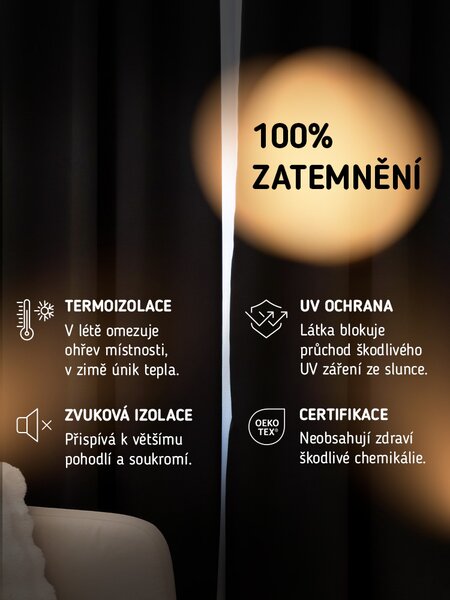 Blackout závesy Elias sivá – 140 × 160 cm (2 ks) - riasiaca stuha