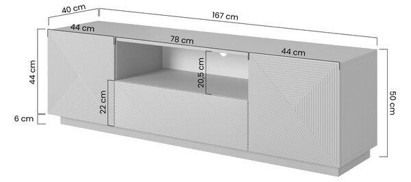 RTV skrinka Asha 167 cm so zásuvkou a výklenkom - kašmír