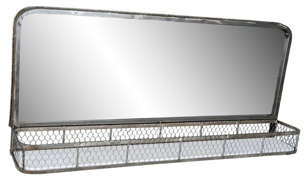 Kovové nástenné zrkadlo s poličkou Vaten - 91*16*42 cm