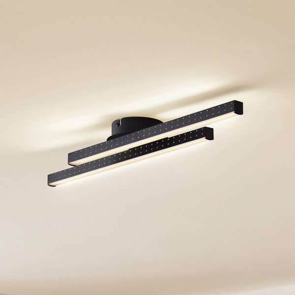 Lindby Aurendor LED stropné svietidlo 60 cm, Čierna, Obývacia izba / jedáleň, Hliník, Moderný, Stropné svetlo