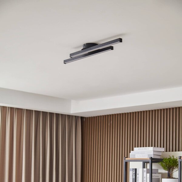 Lindby Aurendor LED stropné svietidlo 60 cm, Čierna, Obývacia izba / jedáleň, Hliník, Moderný, Stropné svetlo