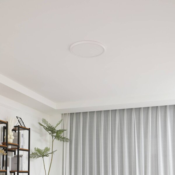 Lindby stropné LED svetlo Pravin, Ø 30 cm, biele, Biela / opálová, Obývacia izba / jedáleň, Plast, Moderný, Závesné svietidlo