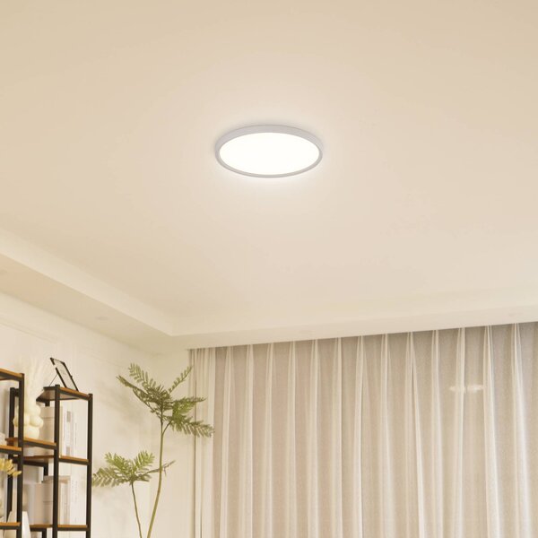Lindby stropné LED svetlo Pravin, Ø 30 cm, biele, Biela / opálová, Obývacia izba / jedáleň, Plast, Moderný, Závesné svietidlo