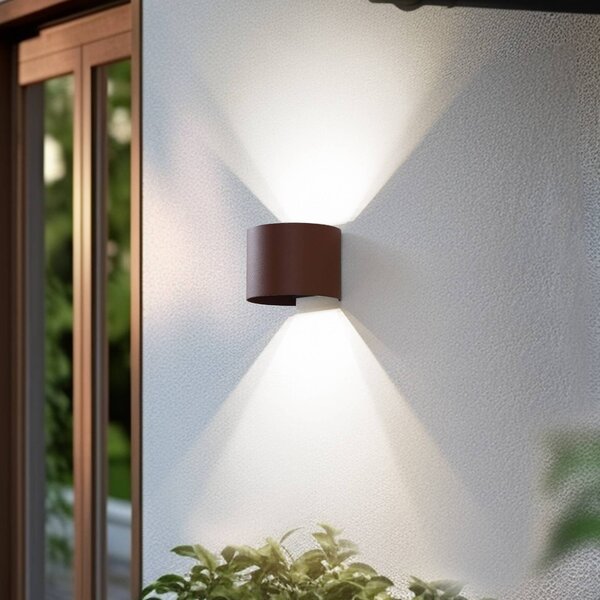 Lindby Smart LED vonkajšie nástenné svietidlo Dara, okrúhla, RGB, Tuya, Hnedá / hrdzavá, Plast, Moderný, Nástenné svietidlo