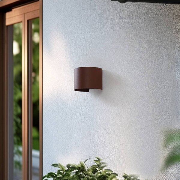 Lindby Smart LED vonkajšie nástenné svietidlo Dara, okrúhla, RGB, Tuya, Hnedá / hrdzavá, Plast, Moderný, Nástenné svietidlo