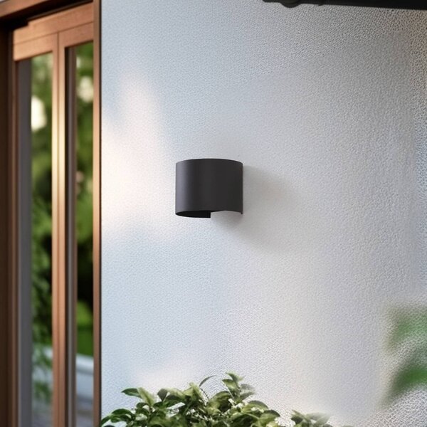Lindby Smart LED vonkajšie nástenné svietidlo Dara, sivá, okrúhla, RGB, Tuya, Hliník / sivá / zinok, Plast, Moderný, Nástenné svietidlo