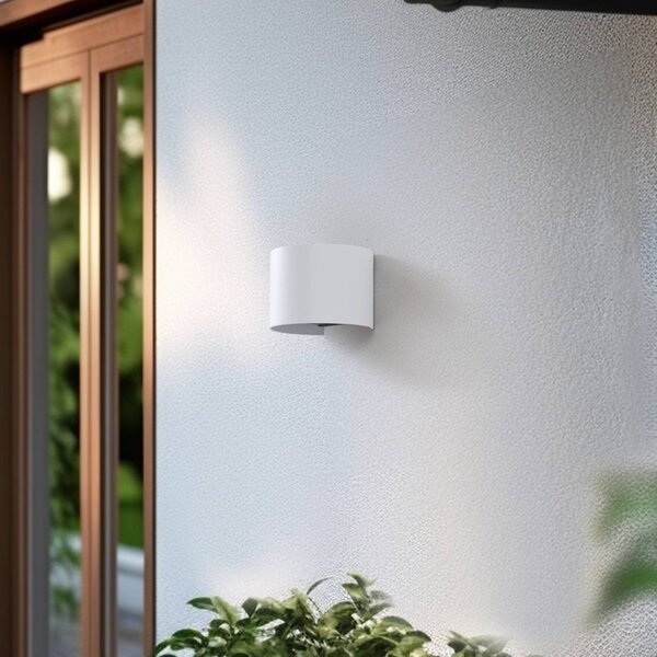Lindby Smart LED vonkajšie nástenné svietidlo Dara biele okrúhle RGB, Biela / opálová, Plast, Moderný, Nástenné svietidlo