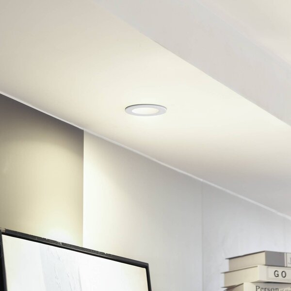 LED stropné svietidlo Arcchio Aryx, biele, 3 000 K, Biela / opálová, Obývacia izba / jedáleň, Hliník, Moderný, Zapustené stropné svietidlo