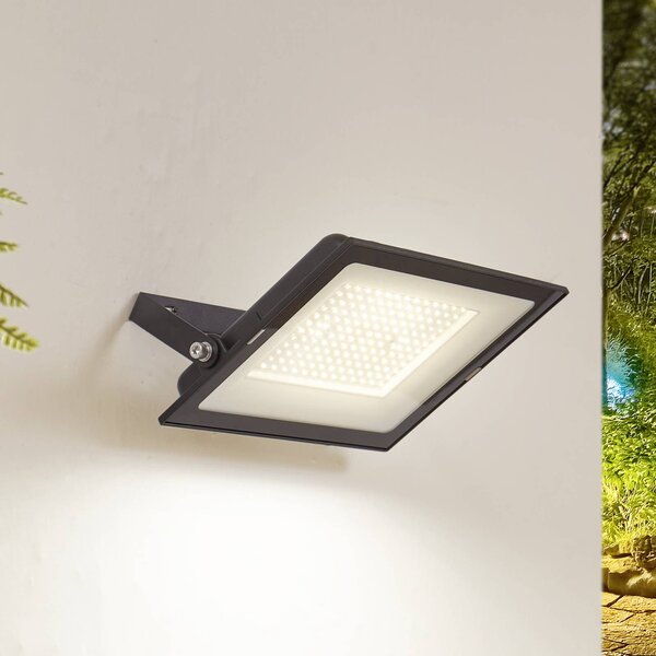 Prios LED vonkajší reflektor Maikel, 150W, 12000lm, kov, Čierna, Hliník, Moderný, Nástenné bodové svietidlo