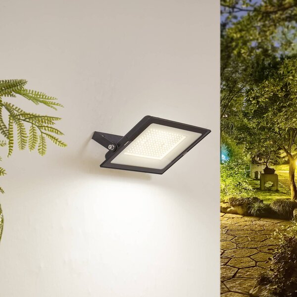 Prios LED vonkajší reflektor Maikel, 150W, 12000lm, kov, Čierna, Hliník, Moderný, Nástenné bodové svietidlo