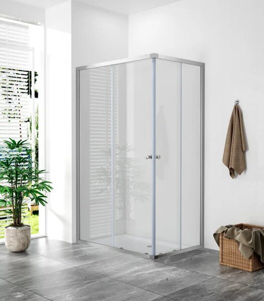 POINT ROCKY 90x80 Clear Obdĺžnikový sprchovací kút s mramorovou vaničkou