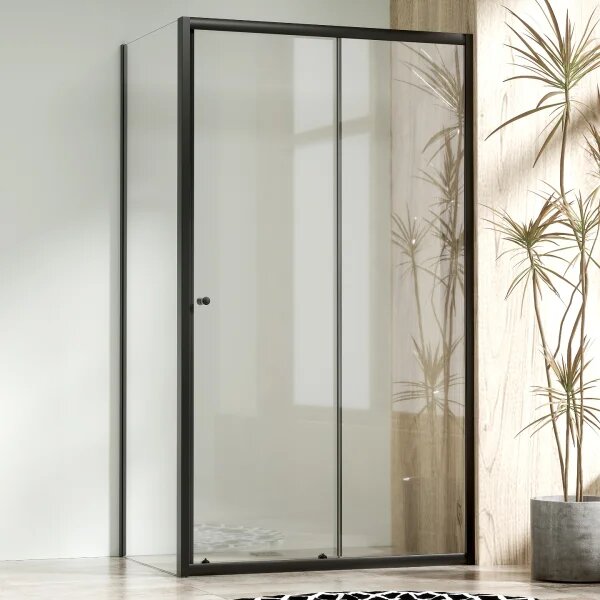 NICOL COMBI Black 100x80 číre Sprchovací kút s posuvnými dverami