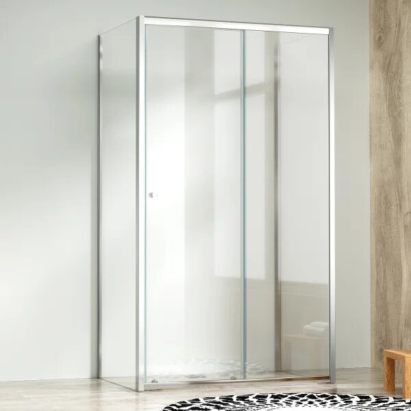 NICOL COMBI II Chróm 80x100x80 Číre Sprchovací kút s posuvnými dverami