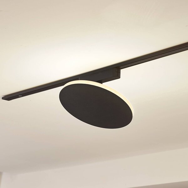 LED koľajnicové svietidlo Lindby Lumaro, čierne, hliník, 48 V, stmievateľné, Čierna, Obývacia izba / jedáleň, Hliník, Moderný, Koľajnicový systém
